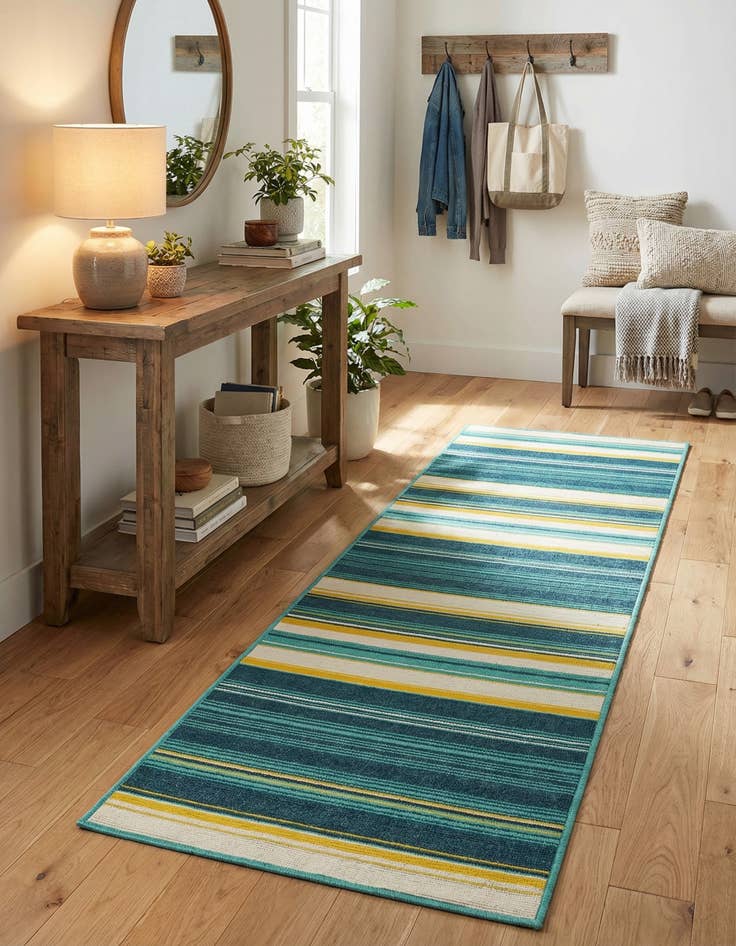 Detail image of 2' x 8'  Washable Border Indoor / Outdoor Runner Rug