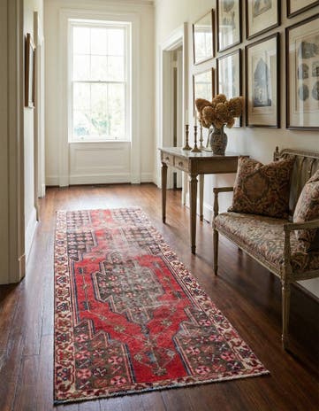 4' 3 x 7' 7 Hand Knotted Ultra Vintage Persian Wool Runner Rug