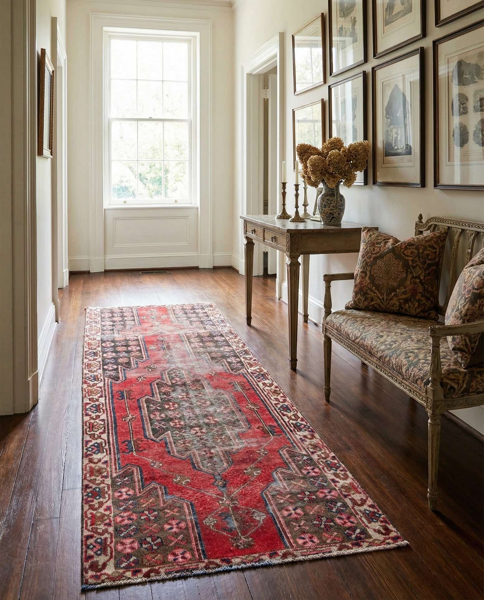4' 3 x 7' 7 Hand Knotted Ultra Vintage Persian Wool Runner Rug