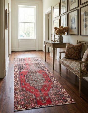 4' 3 x 7' 7 Hand Knotted Ultra Vintage Persian Wool Runner Rug