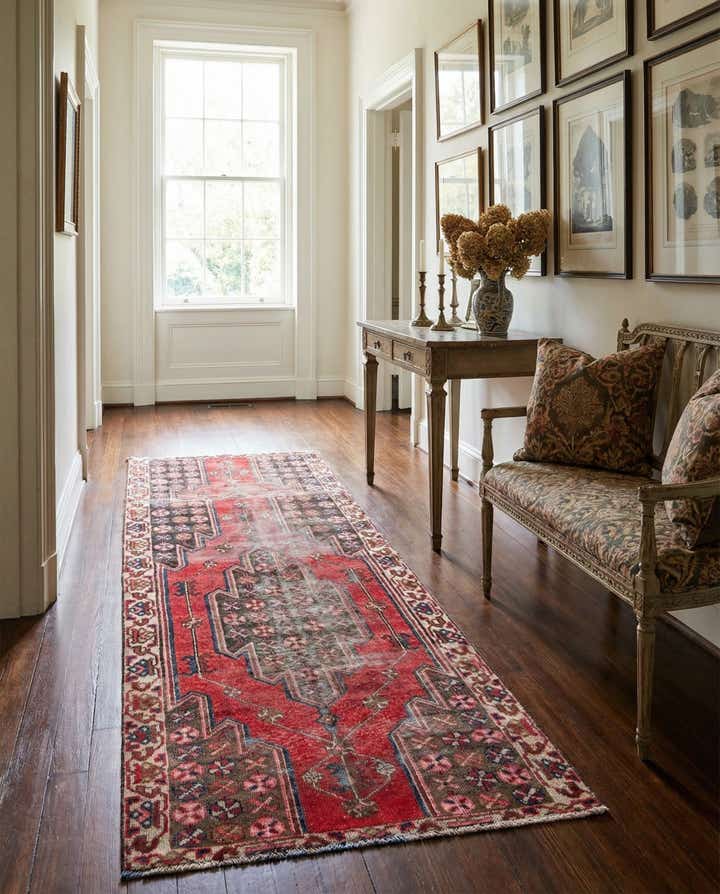 4' 3 x 7' 7 Hand Knotted Ultra Vintage Persian Wool Runner Rug