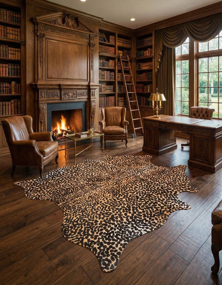 Detail image of 6' 2 x 6' 8 Cowhide Leather Square Rug