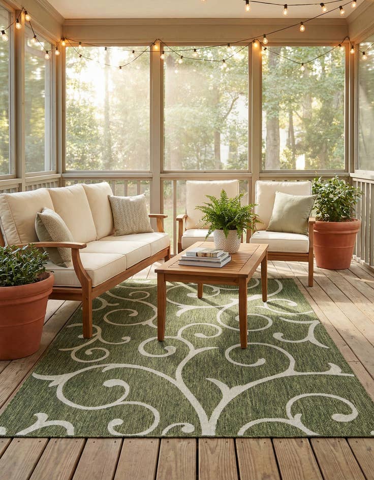 Detail image of 6' x 9' Easy-Clean Botanical Indoor / Outdoor Rug