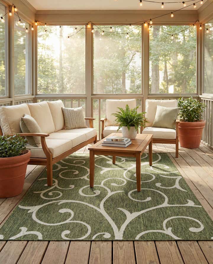 6' x 9' Easy-Clean Botanical Indoor / Outdoor Rug