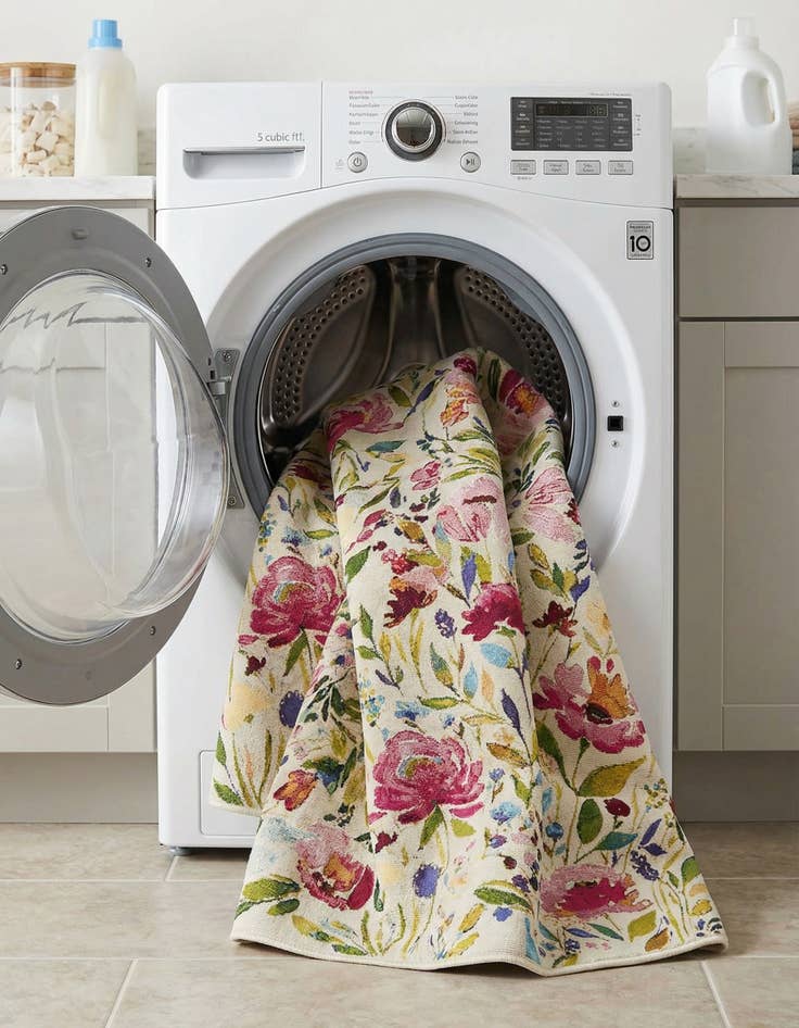 Detail image of  7' 10 x 10'  Washable Botanical Indoor / Outdoor Rug