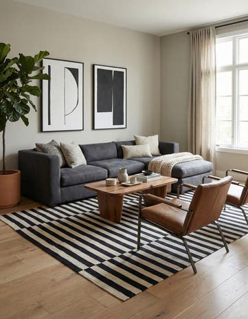8' 7 x 9' 7 Hand Woven Kilim Modern Wool Rug