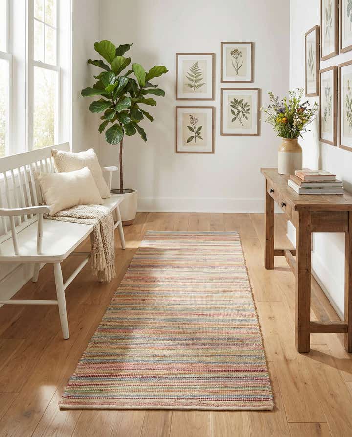 2' 7 x 8' Hand Woven Happy Rugs Rainbow Weave Runner