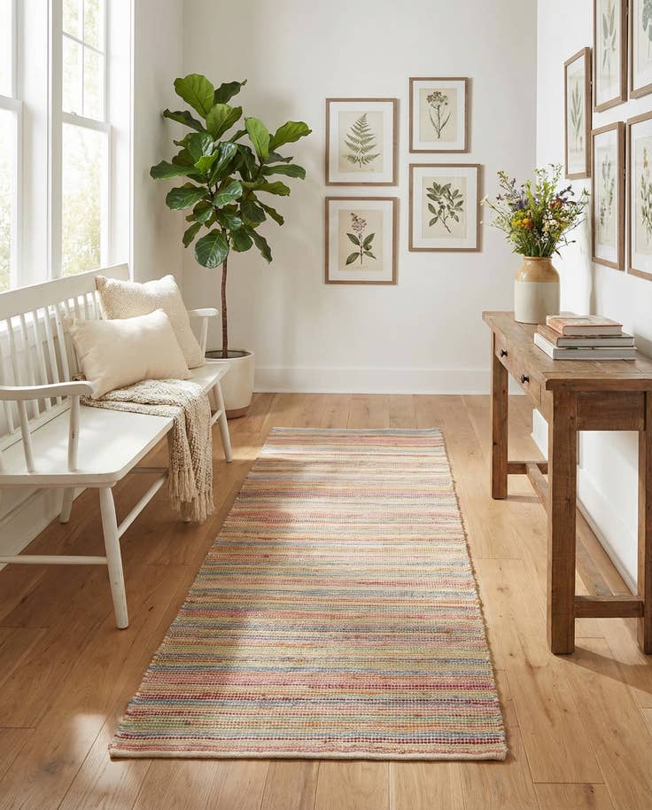 Detail image of 2' 7 x 8' Hand Woven Happy Rugs Rainbow Weave Runner