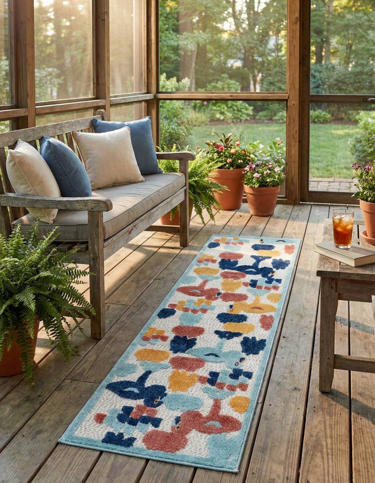Detail image of 2' x 8'  Washable Belize Indoor / Outdoor Runner Rug