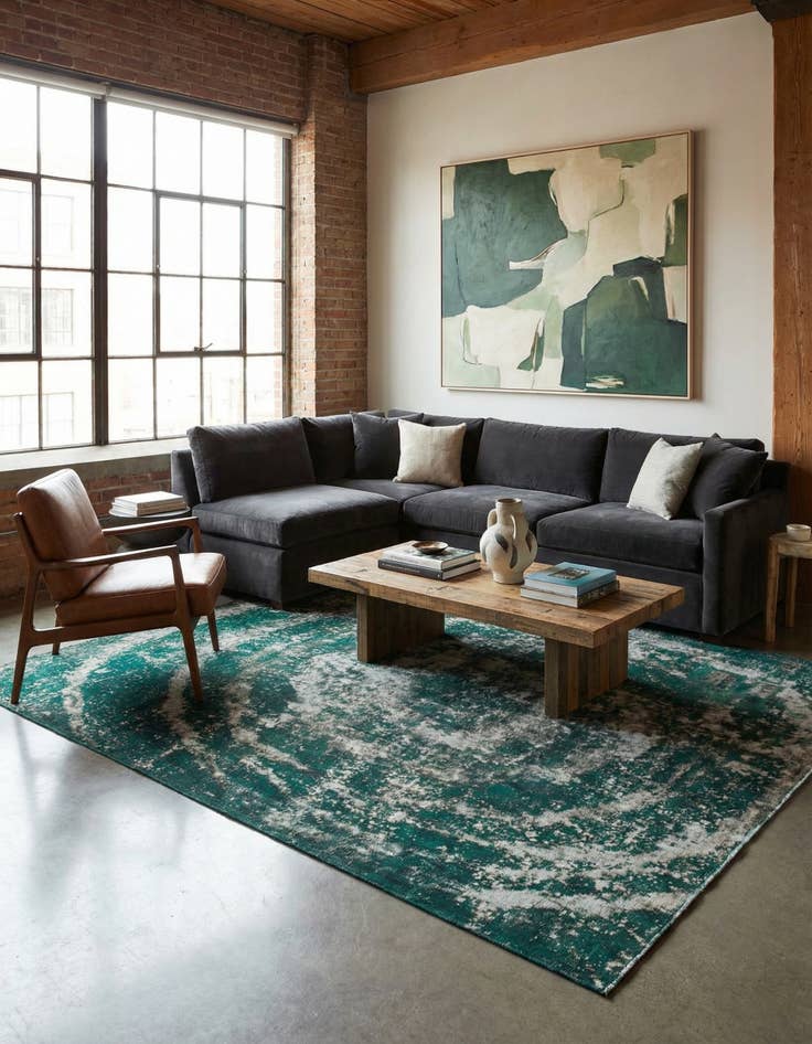 Detail image of 7' 10 x 9'  Hand Knotted Ultra Vintage Persian Wool Square Rug