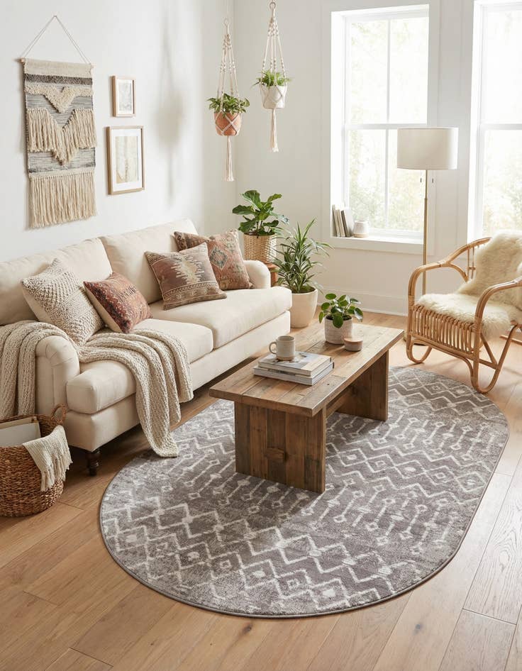 Detail image of 5' 3 x 8' Bohemian Trellis Oval Rug