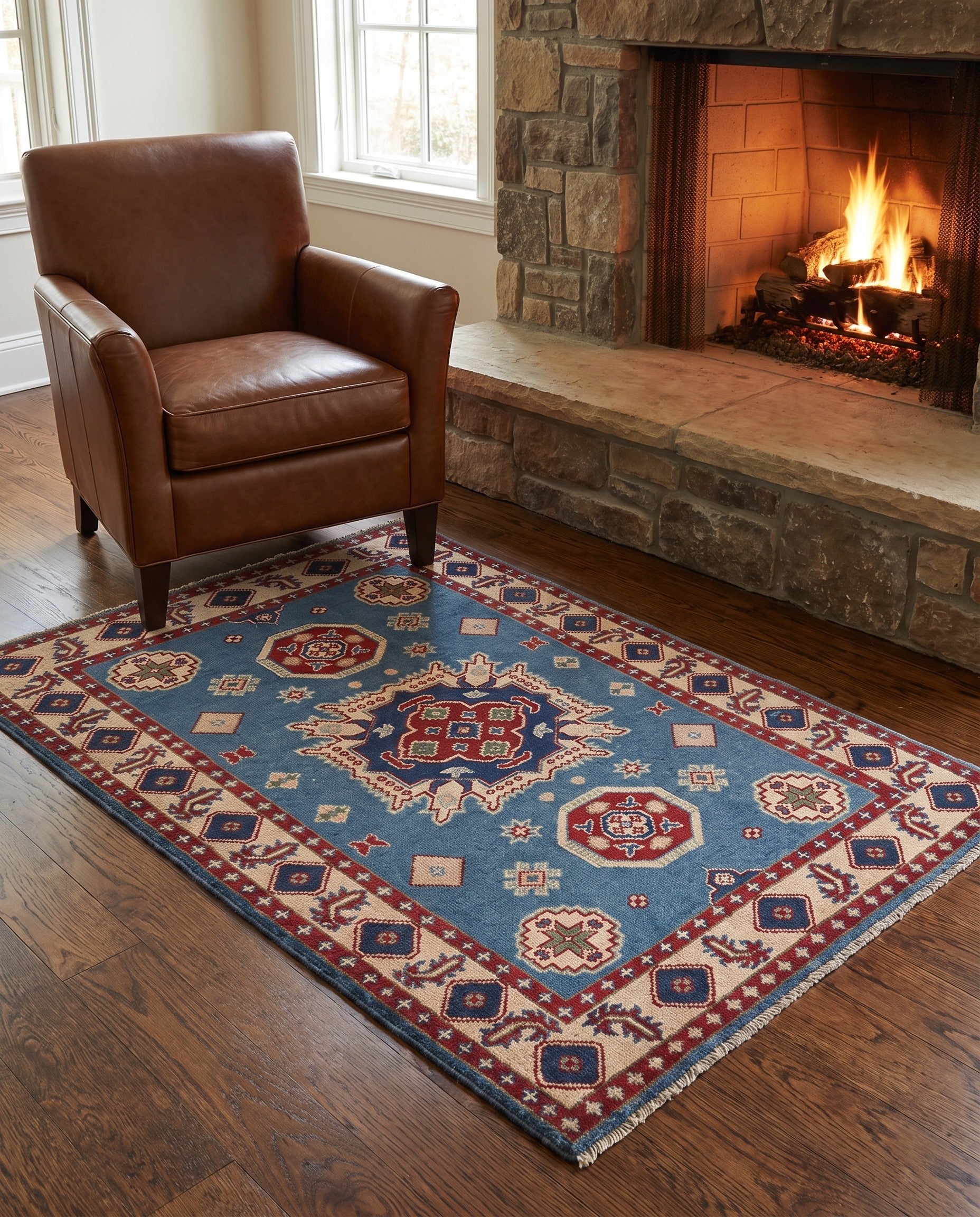 3' 5 x 5' 1 Hand Knotted Kazak Rug