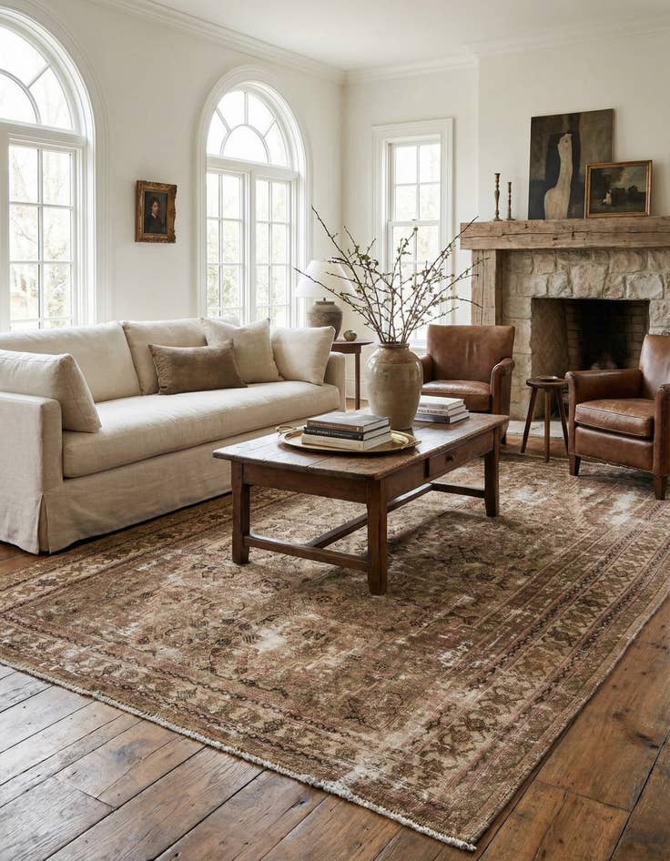 Detail image of 6' 9 x 10' 1  Hand Knotted Ultra Vintage Persian Wool Rug