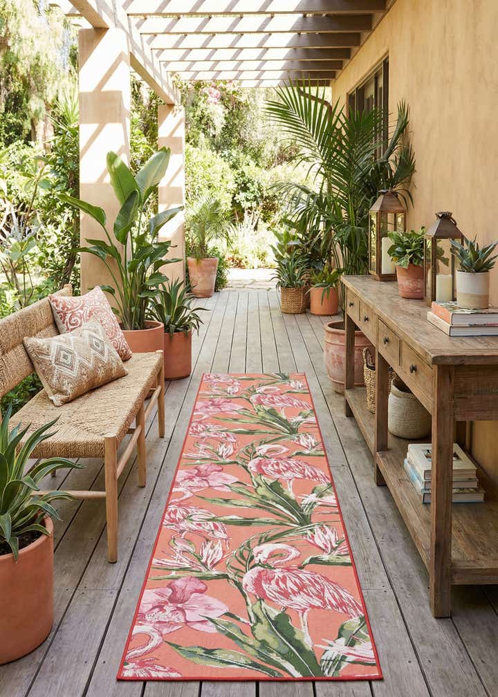 2' 7 x 12' Easy-Clean Botanical Indoor / Outdoor Runner Rug