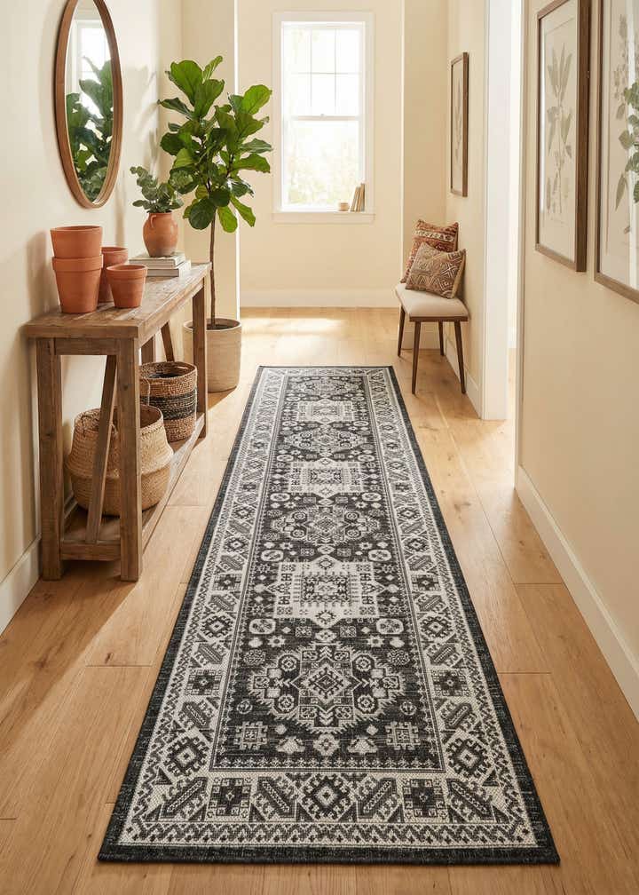 2' 7 x 10' Easy-Clean Aztec Indoor / Outdoor Runner Rug