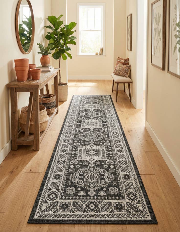 Detail image of 2' 7 x 10'  Washable Aztec Indoor / Outdoor Runner Rug