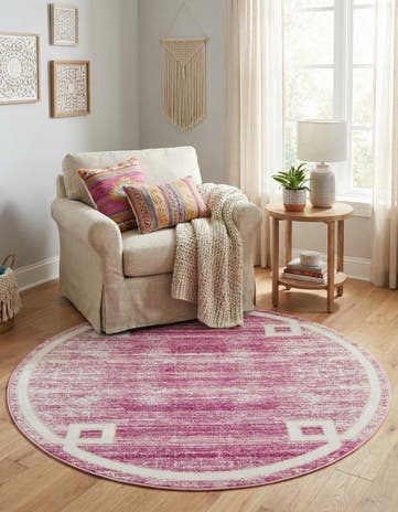 Jill Zarin Pink Uptown Lenox Hill Round Rug