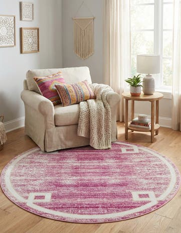 Jill Zarin Pink Uptown Lenox Hill Round Rug