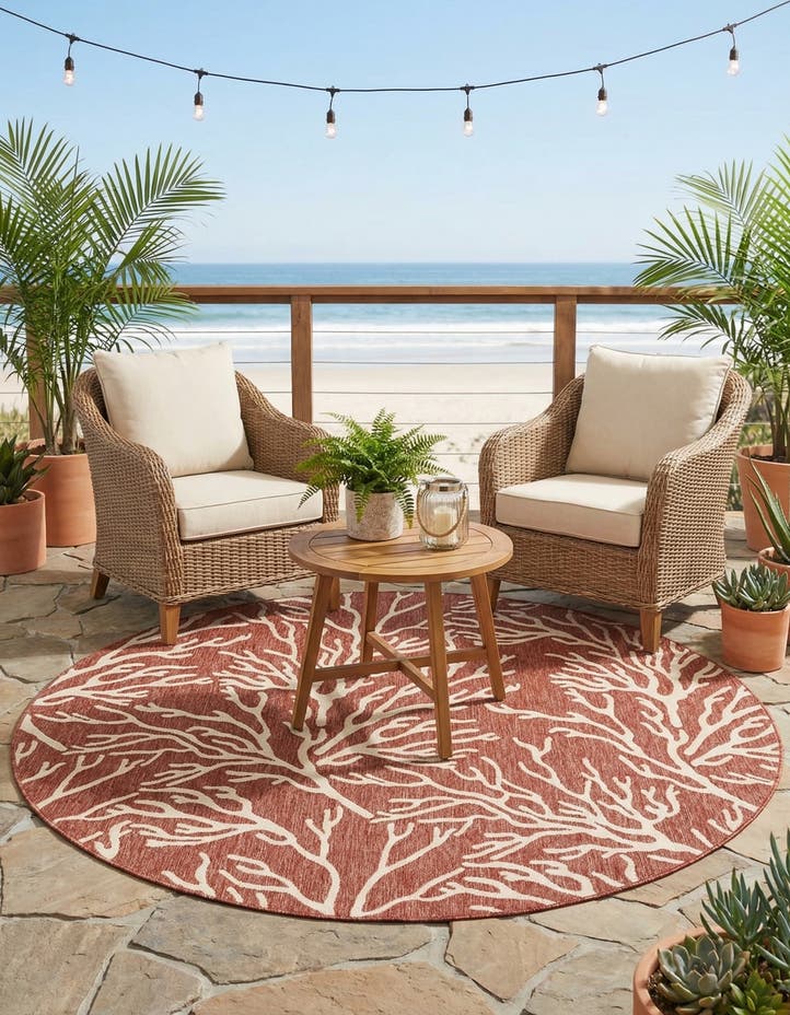 7' 10 x 7' 10 Easy-Clean Coastal Indoor / Outdoo...