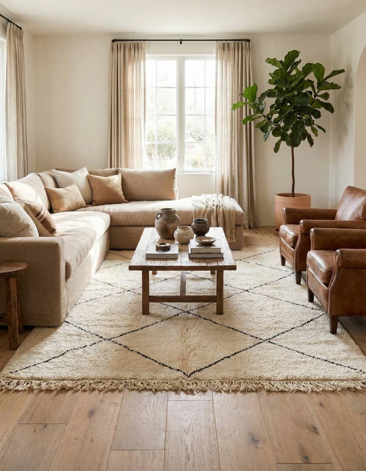 Detail image of 6' 7 x 8' 5  Hand Knotted Moroccan Wool Rug