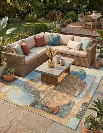 7' 10 x 10' Easy-Clean Modern Indoor / Outdoor Rug