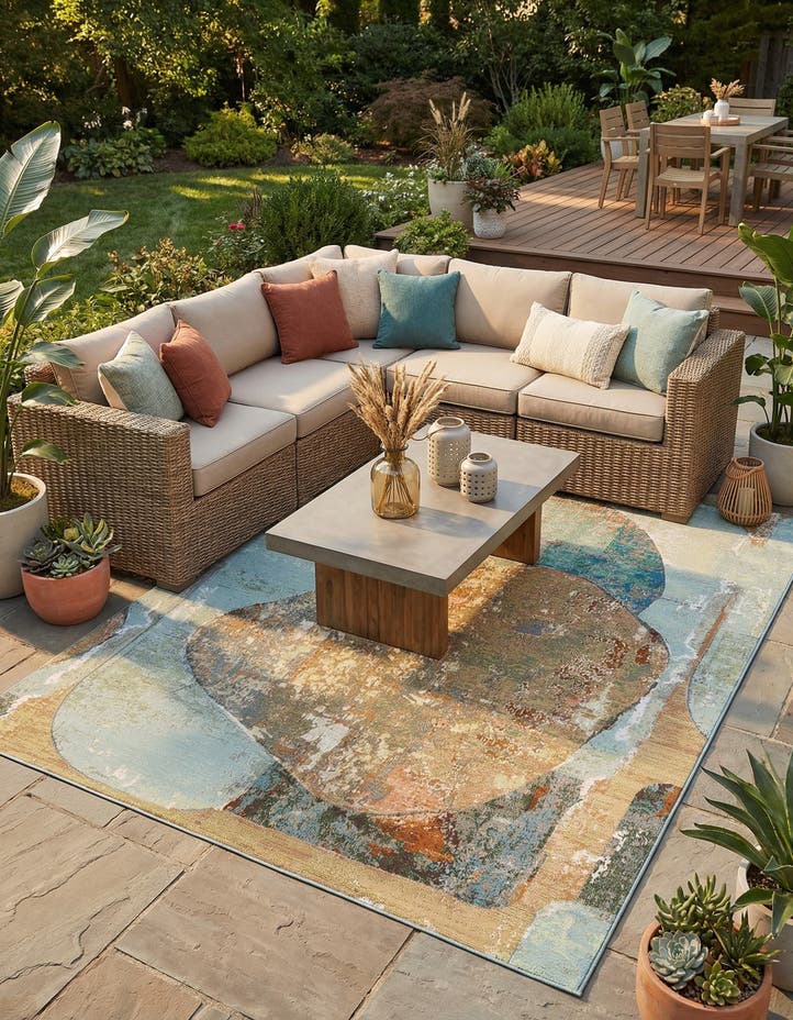 7' 10 x 10' Easy-Clean Modern Indoor / Outdoor...
