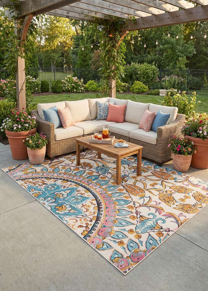 9' x 12' Easy-Clean Traditional Indoor / Outdoor Rug