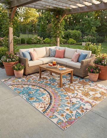 Easy-Clean Traditional Indoor / Outdoor Rug