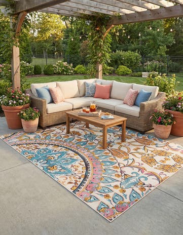 9' x 12' Easy-Clean Traditional Indoor / Outdoor Rug