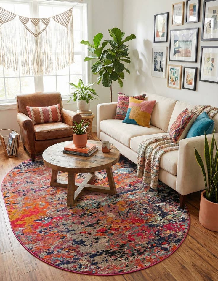 Detail image of 7' 10 x 10'  Washable Vivid Oval Rug