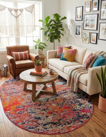 Washable Vivid Oval Rug