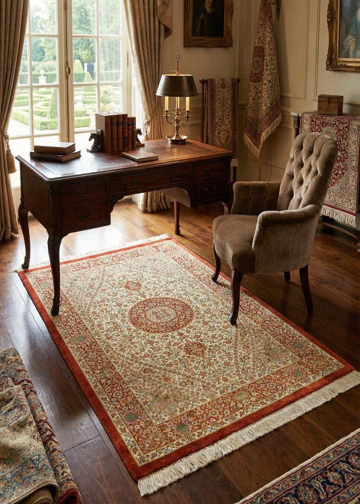 2' 7 x 4' Ghom Silk Rug