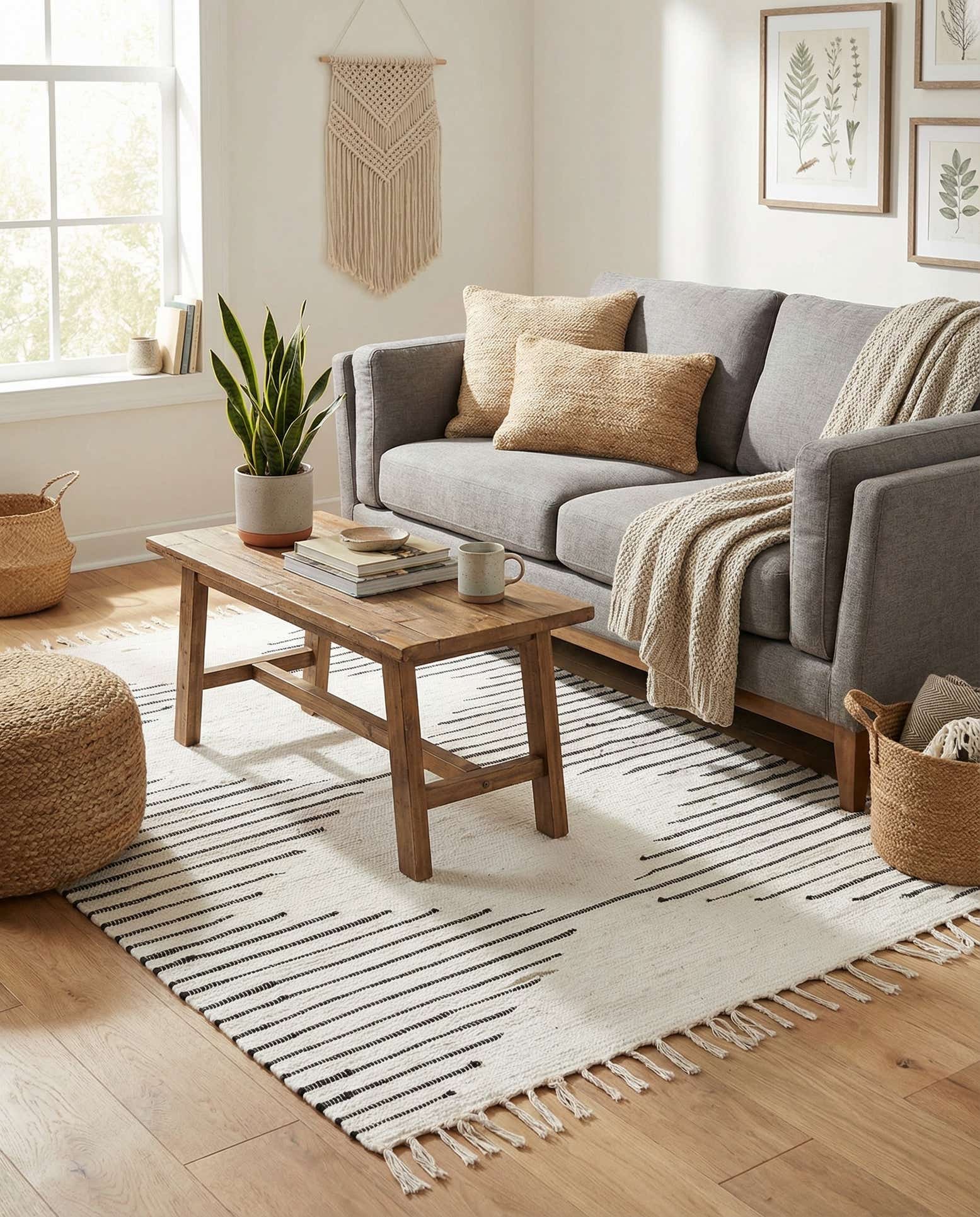 4' 1 x 6' 1 Hand Woven Chindi Cotton Rug