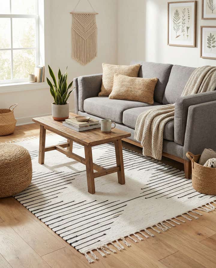 4' 1 x 6' 1 Hand Woven Chindi Cotton Rug