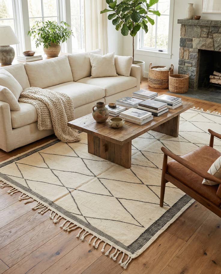 Detail image of 6' 3 x 10' 2 Hand Knotted Moroccan Wool Rug