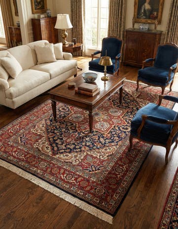 7' 5 x 10' 6 Hand Knotted Hamedan Persian Wool Rug