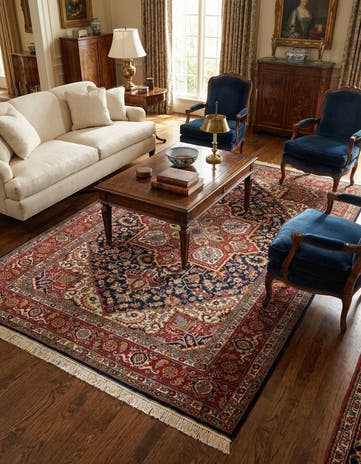 7' 5 x 10' 6 Hand Knotted Hamedan Persian Wool Rug