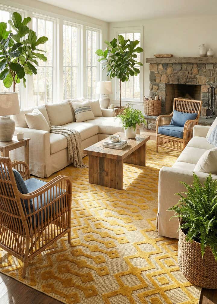 9' x 12' Easy-Clean Trellis Textured Indoor / Outdoor Rug