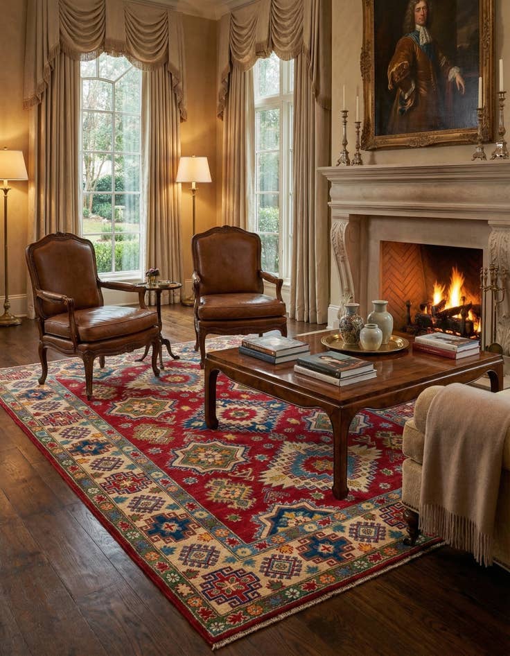 Detail image of 6' 6 x 9' 10  Hand Knotted Kazak Rug