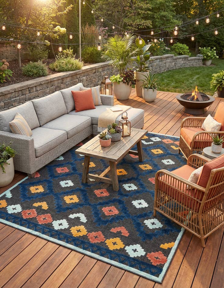 Detail image of 9' x 12'  Washable Belize Indoor / Outdoor Rug