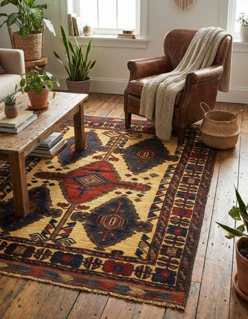 4' 6 x 5' 9 Hand Knotted Sumak Wool Rug