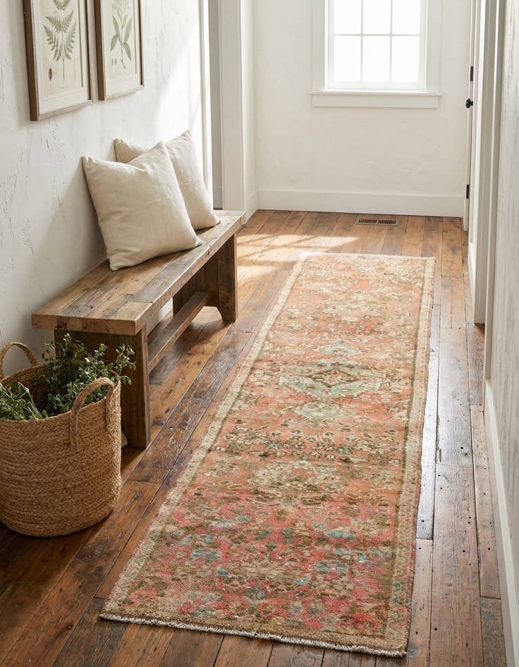 Detail image of 1' 8 x 8' 7  Hand Knotted Ultra Vintage Persian Wool Runner Rug