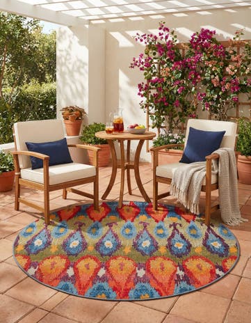 5' x 5' Easy-Clean Modern Indoor / Outdoor Round Rug
