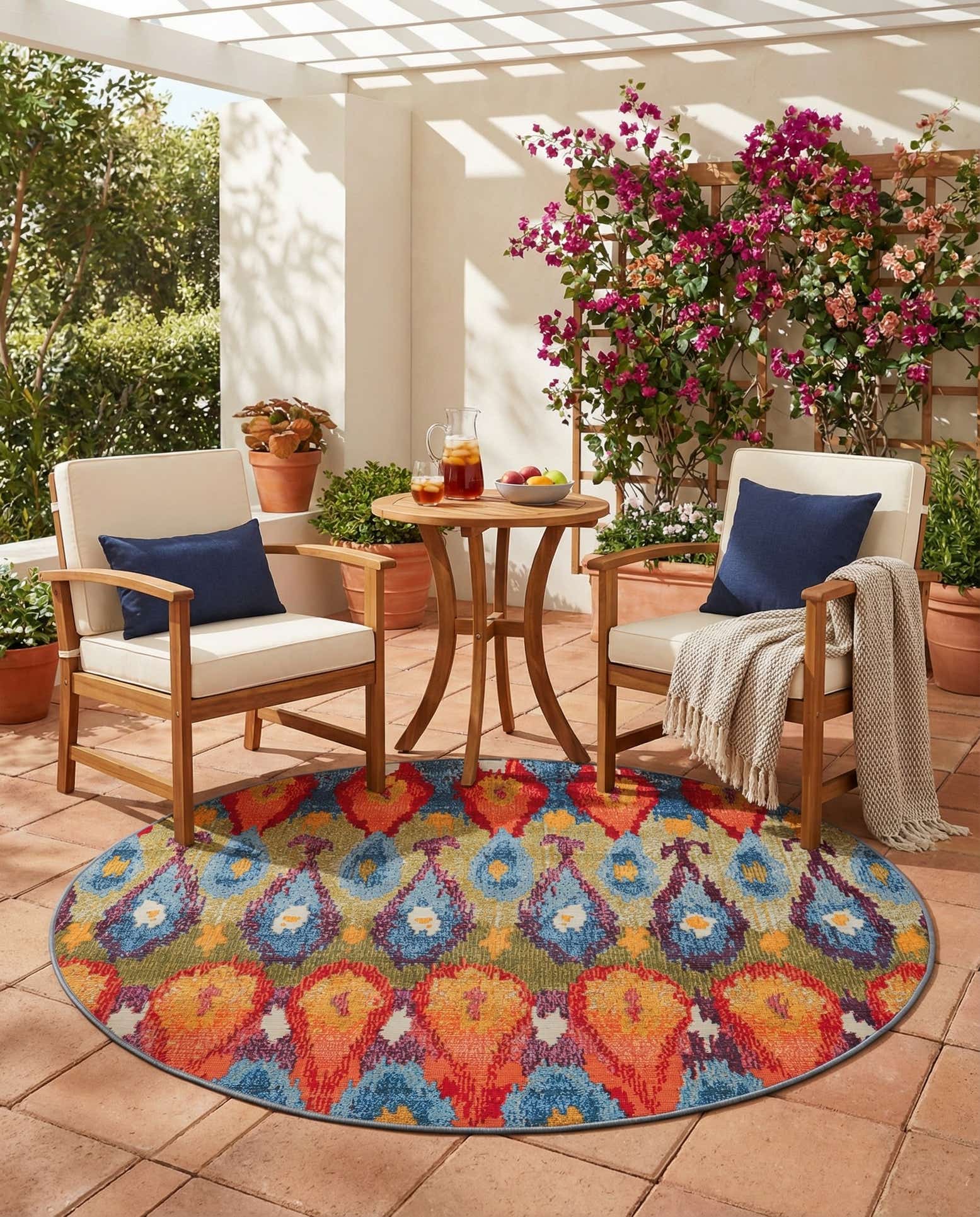 5' x 5' Easy-Clean Modern Indoor / Outdoor Round Rug