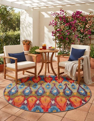 5' x 5' Easy-Clean Modern Indoor / Outdoor Round Rug