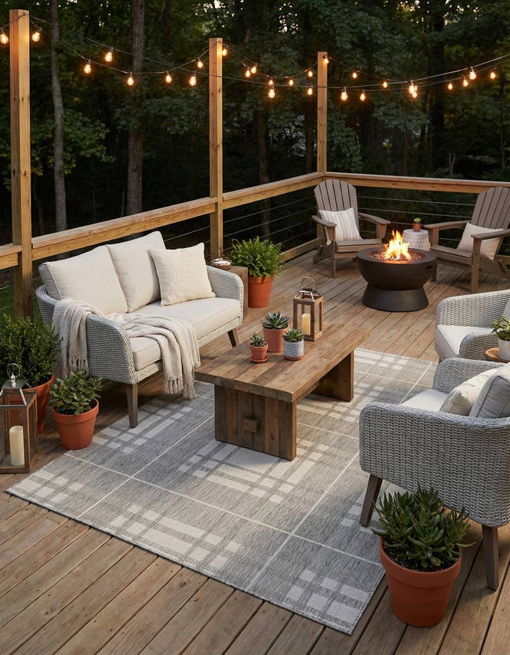 Detail image of 5' 3 x 8' Easy-Clean Checkered Indoor / Outdoor Rug