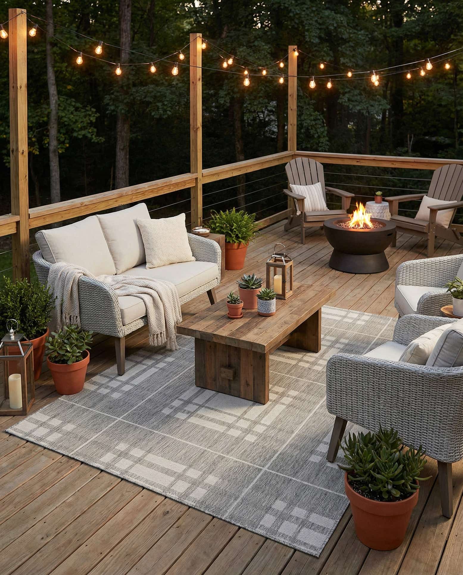 5' 3 x 8' Easy-Clean Checkered Indoor / Outdoor Rug