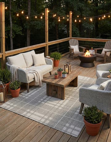 5' 3 x 8' Easy-Clean Checkered Indoor / Outdoor Rug