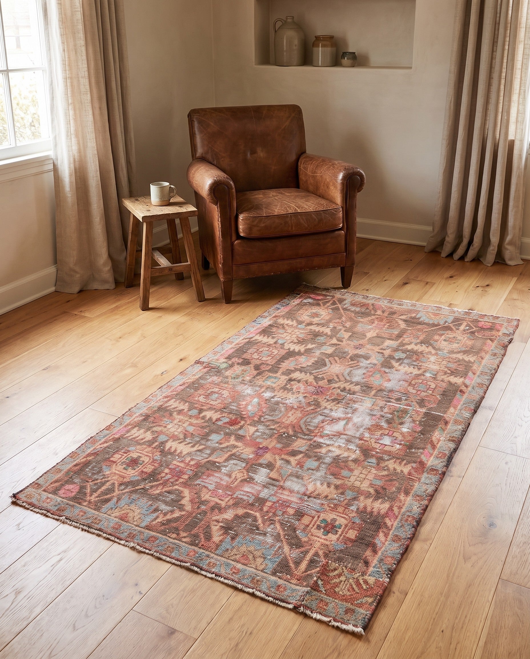3' 4 x 6' 1 Hand Knotted Ultra Vintage Persian Wool Rug