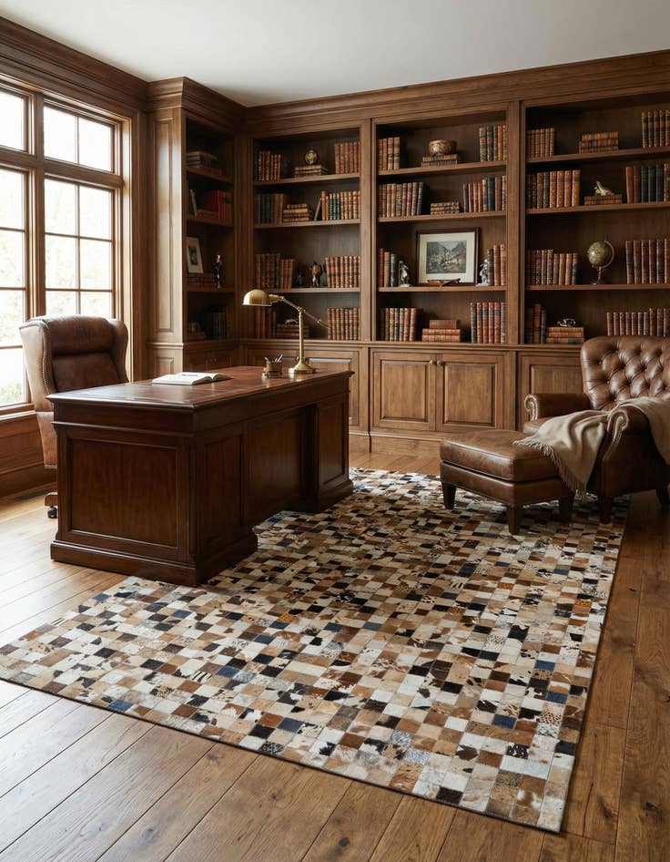 Detail image of 5' x 7' 10 Cowhide Leather Rug